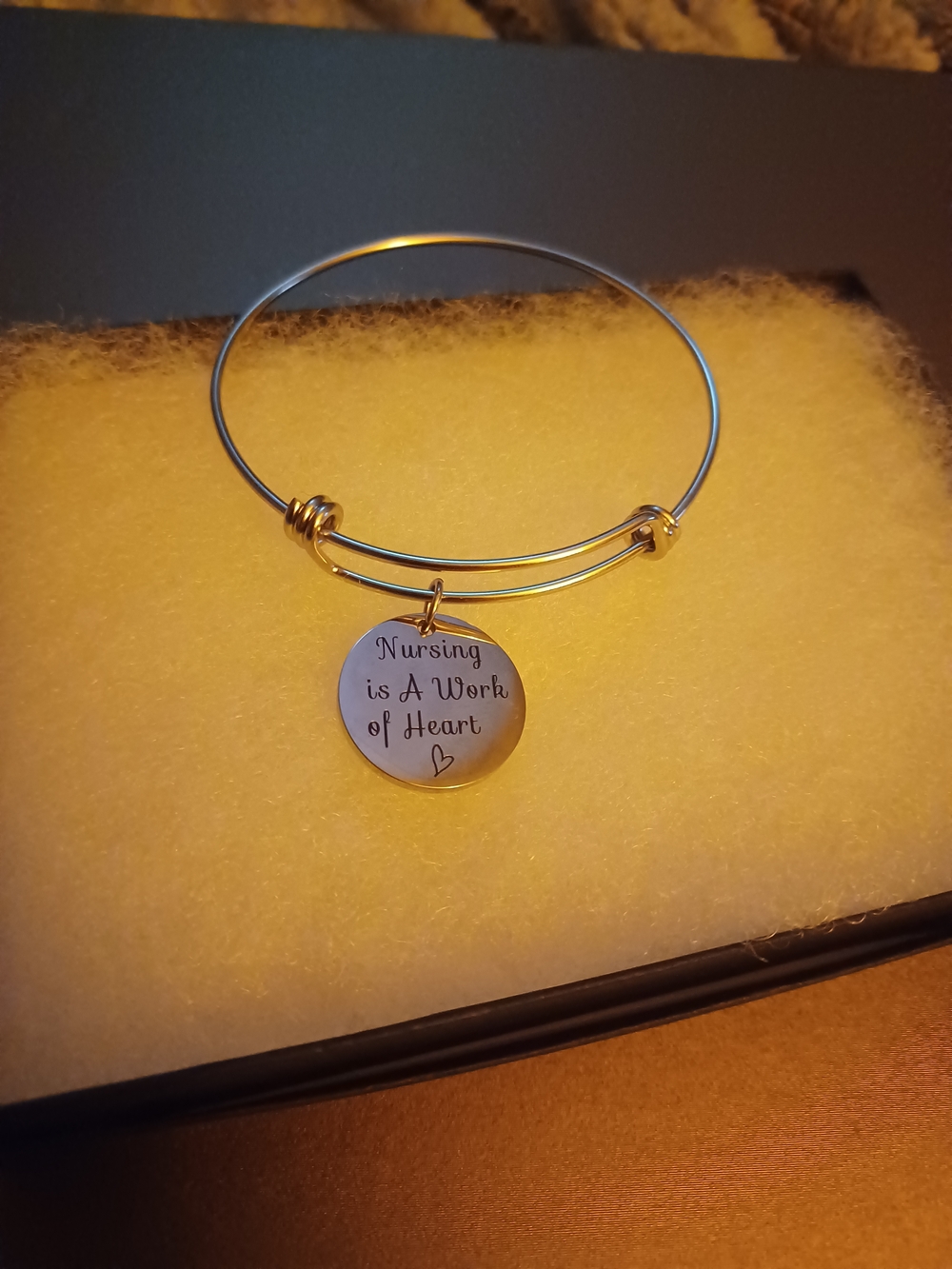 Nursing Is A Work of Heart Gold-Tone Bangle Bracelet